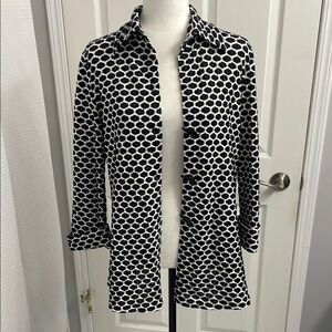 Joseph Ribkoff Black/White Patterned Jacket/Top Collar Button Down Front  Size 6